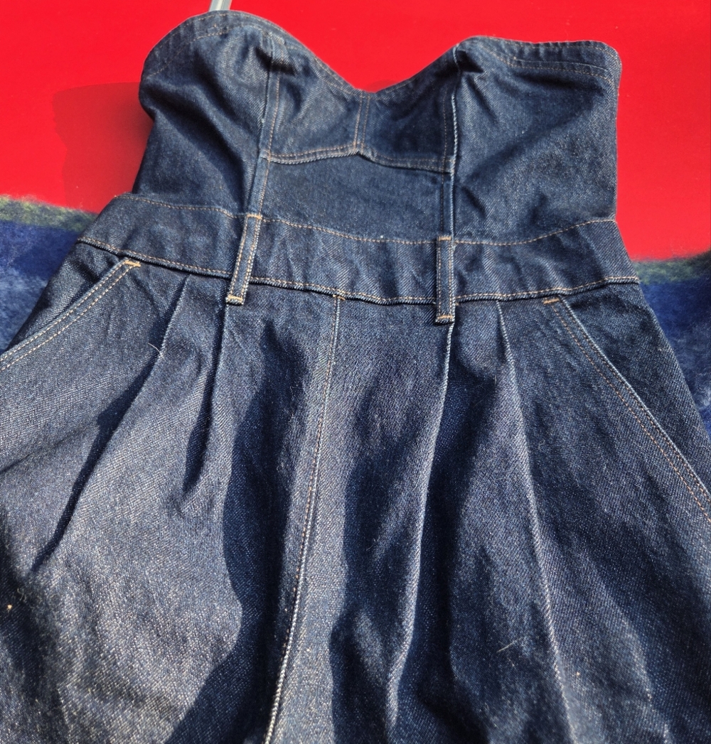 Express Dark Blue Strapless Denim Jeans Dress